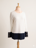 Maglia Bianca Bordo Blu