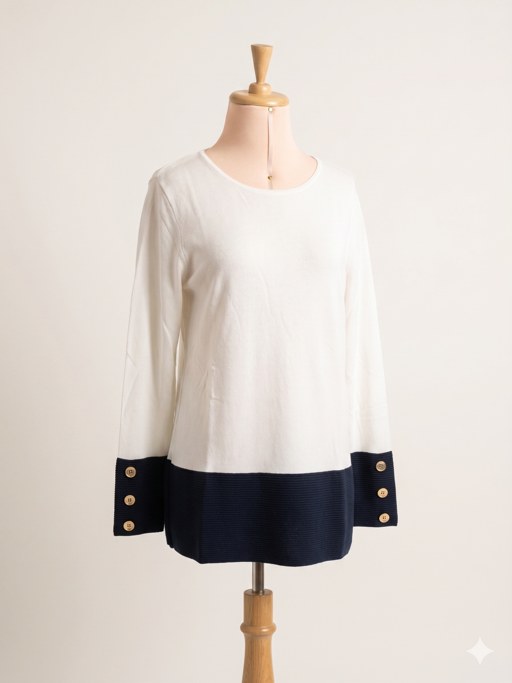 Maglia Bianca Bordo Blu
