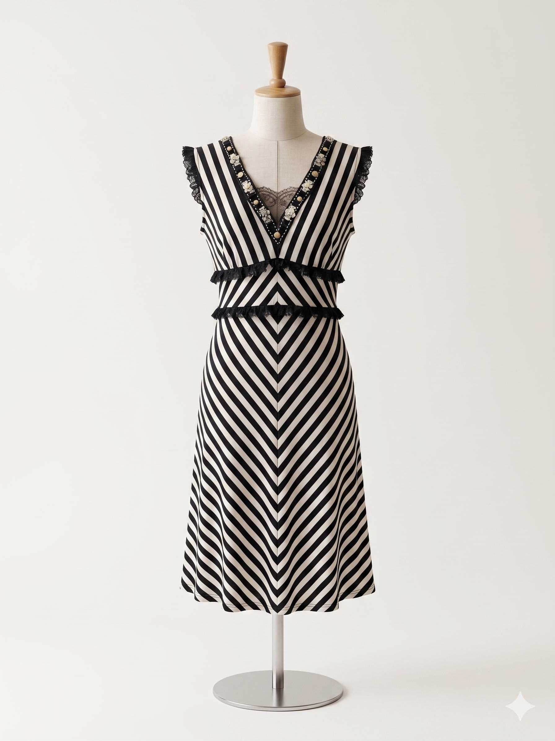 Abito Chevron Bianco Nero