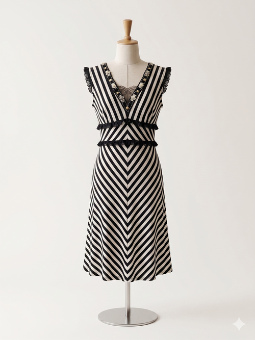 Abito Chevron Bianco Nero