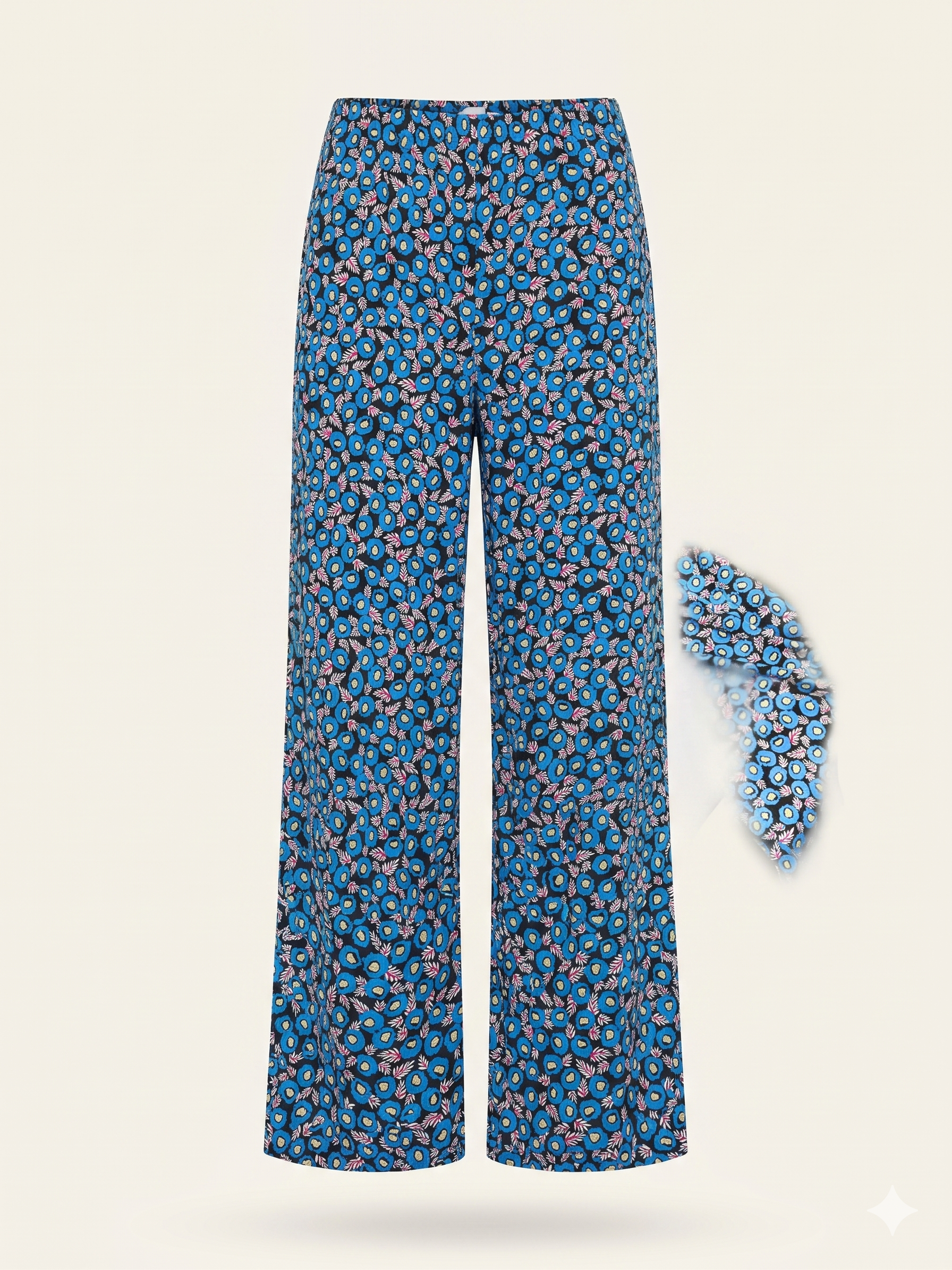Pantalone Fiore Blu Largo