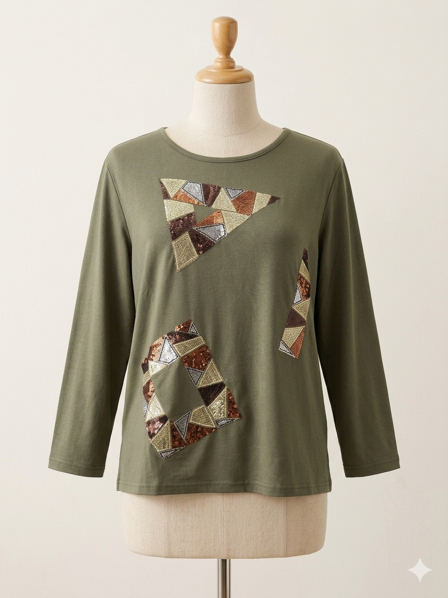 Maglia Oliva Geometrica