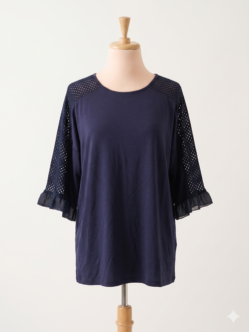 Abito Navy Maniche Pizzo