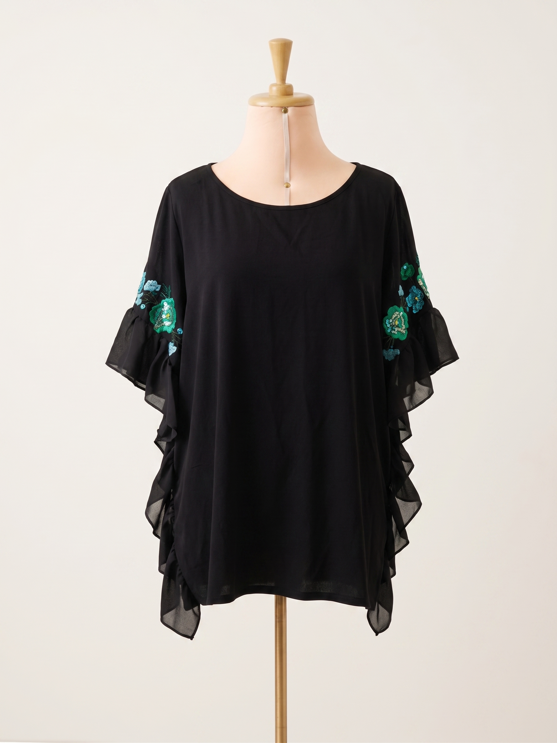 Blusa Nera Paillettes Verdi
